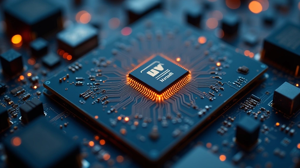 Close-up of advanced semiconductor components and circuit board assembly showing precision manufacturing and premium component integration in modern tech device