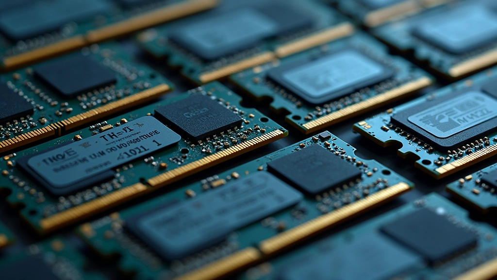 Flat lay composition of multiple DDR4 SODIMM modules arranged diagonally, displaying various angles with visible circuitry and connector contacts, professional tech photography style with shallow depth of field highlighting module construction quality
