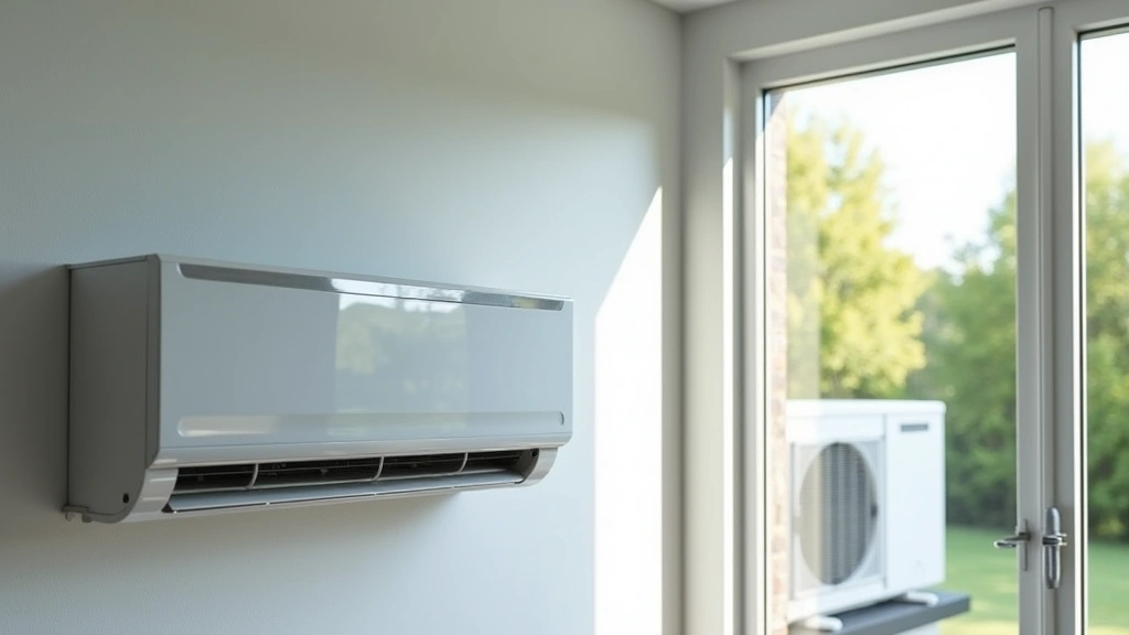 Professional ductless mini-split system indoor unit mounted on wall with outdoor condenser visible through window showing clean installation and modern design