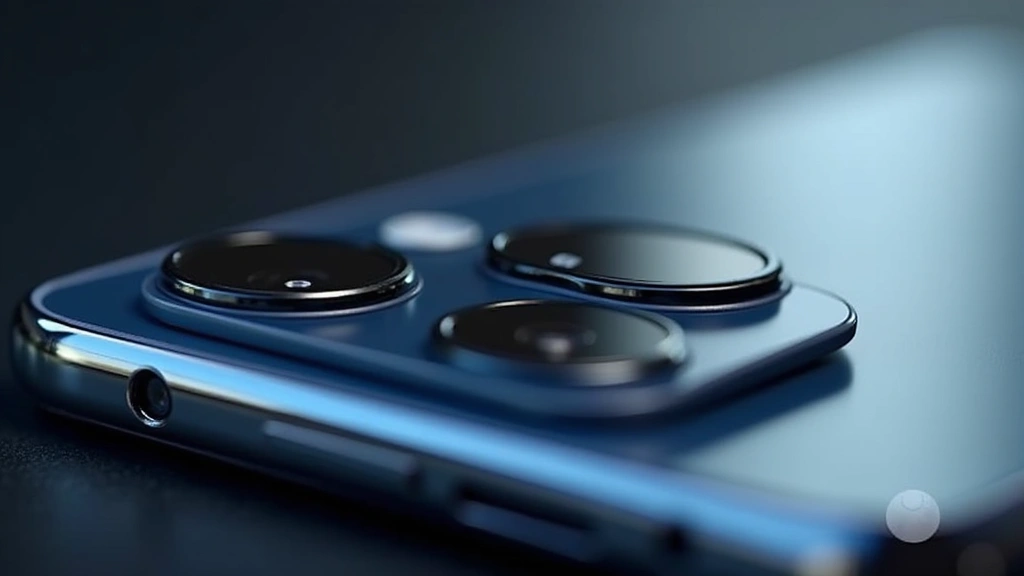 Close-up of advanced camera system with multiple lenses visible, showing optical components and premium build quality, macro photography of smartphone rear panel with lighting reflection