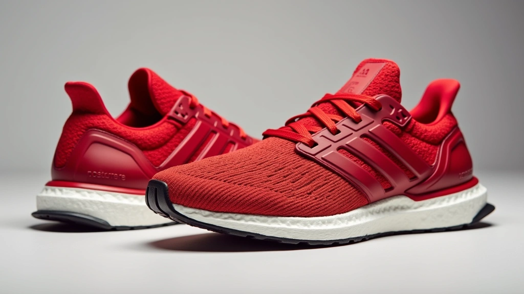 Adidas Texas Tech Ultraboost shoes displayed from multiple angles showing Double T branding and scarlet red colorway against neutral background, professional product photography