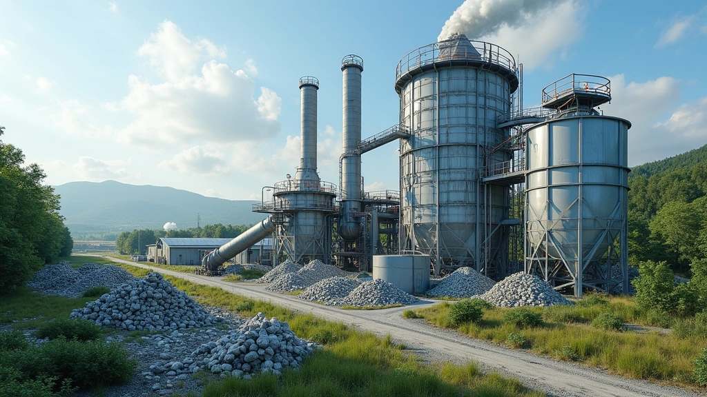 Waste processing facility with modern environmental monitoring systems and green energy generation infrastructure