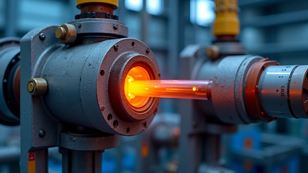 Close-up of industrial thermal conversion technology with precision engineering and measurement instruments