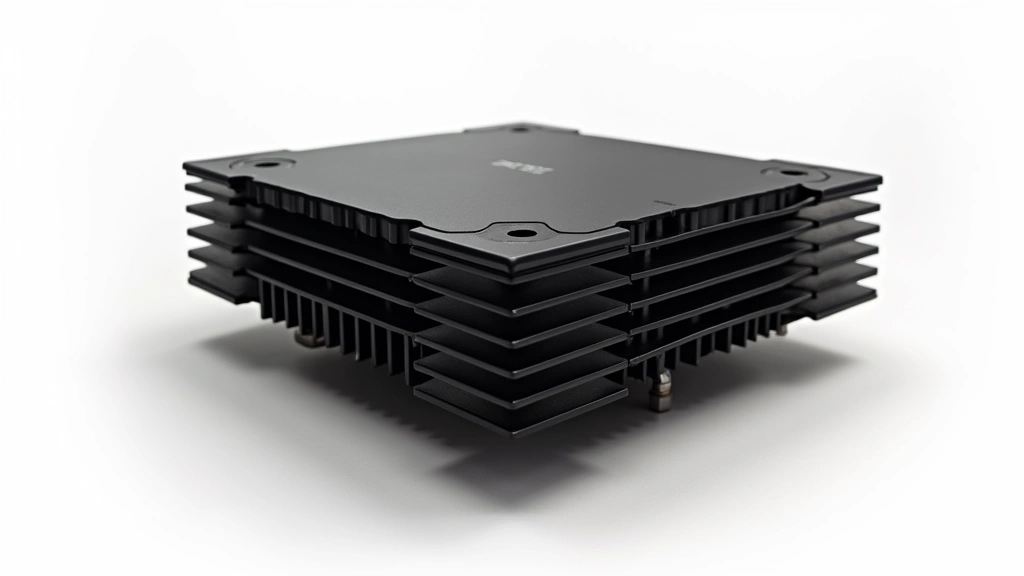 Premium aluminum thermal cooling device with matte black finish and strategically placed cooling fins, professional product photography on white background, high-end tech gadget detail shot