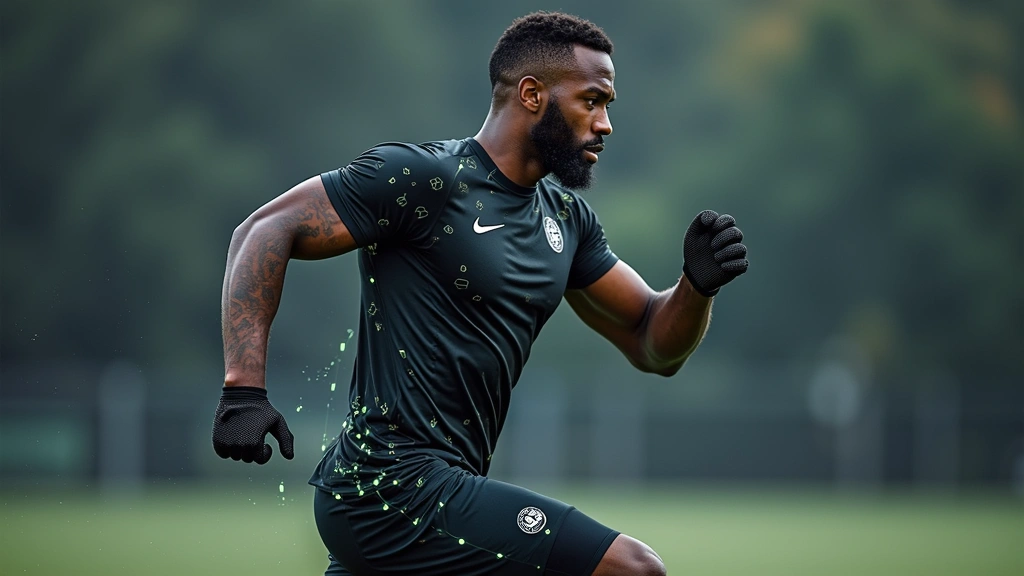 Professional football player wearing Nike gear performing advanced athletic movement during high-intensity training session with motion capture markers visible on body
