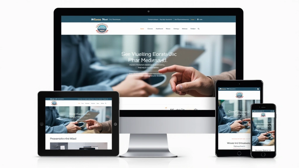 Multiple devices showing responsive banner design - desktop computer, tablet, and smartphone displaying identical banner content with professional layout, technology environment
