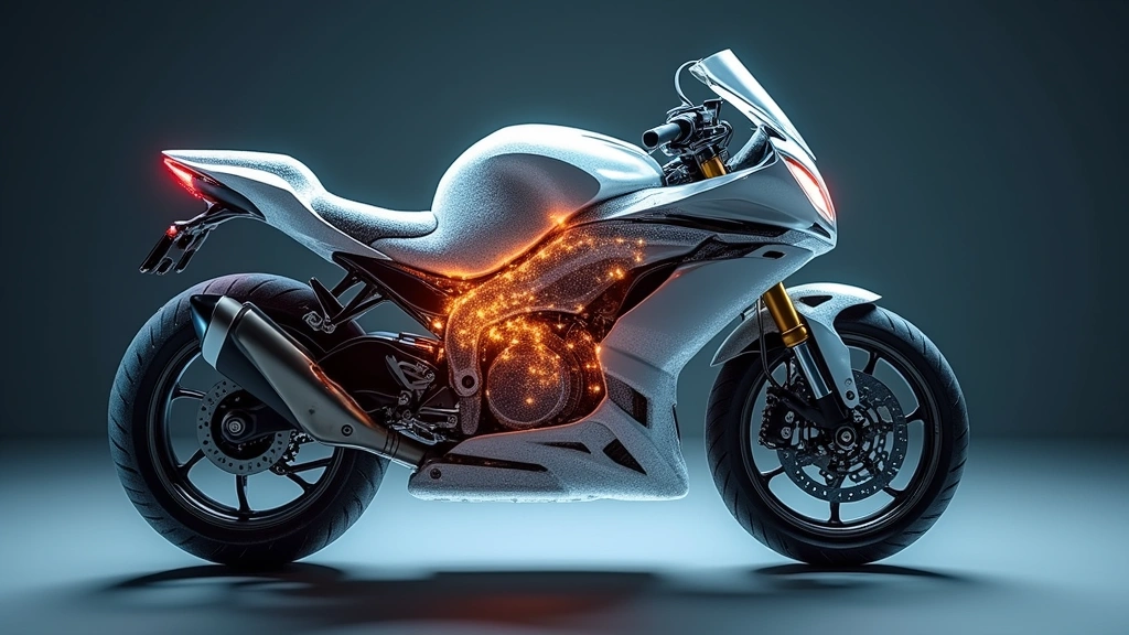 Motorcycle accident impact simulation showing airbag deployment sequence and protective cushioning effect around rider torso, technical demonstration photography