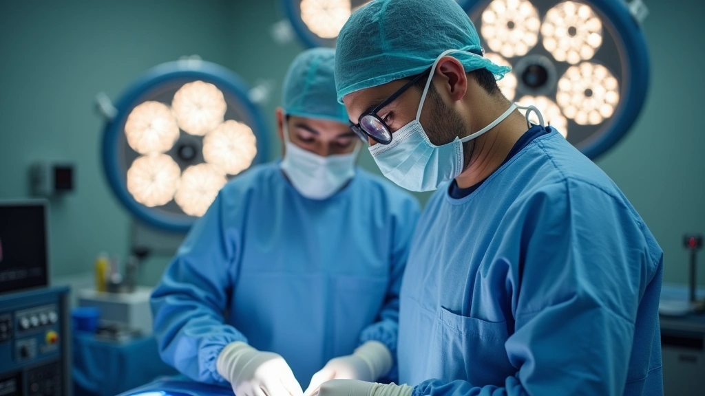 Healthcare professional in surgical attire adjusting anesthesia vaporizer and checking equipment functionality before surgical procedure begins