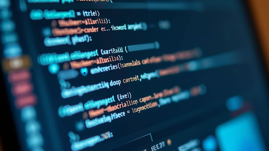 Close-up of computer monitor displaying website with ad-blocking interface overlay, showing JavaScript detection code and technical security elements, photorealistic modern desktop setup