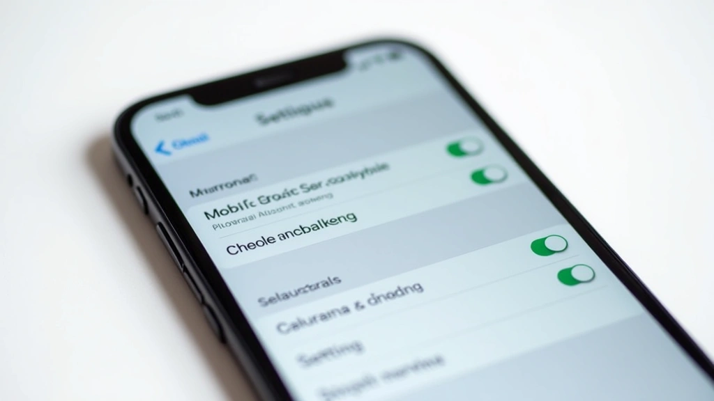 Close-up of smartphone screen displaying mobile network settings menu with cellular data options visible, modern Android or iOS interface, professional tech photography, clean white background