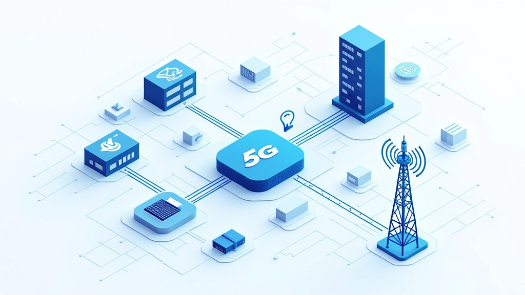 Detailed diagram visualization of network infrastructure showing data packets flowing through carrier gateway systems, 5G tower, and internet connection, technical illustration style, blue and white color scheme