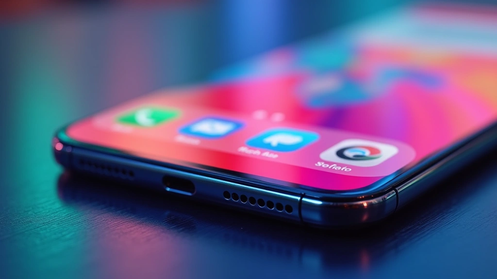 Vibrant AMOLED display showing colorful app icons and smooth interface, 120Hz refresh rate demonstration with motion blur effect visible, close-up of screen technology
