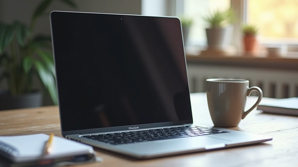 Modern laptop with premium aluminum design displayed on desk with notebook and coffee cup, showcasing sleek form factor and professional aesthetic
