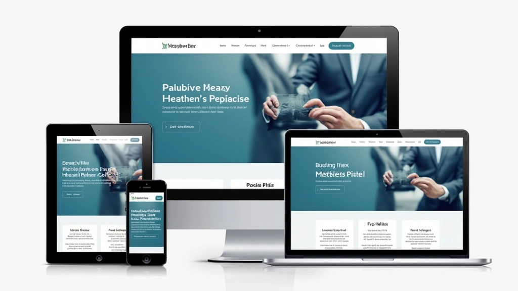 Modern responsive web banner design displayed on multiple devices including desktop monitor, tablet, and smartphone showing identical professional layout