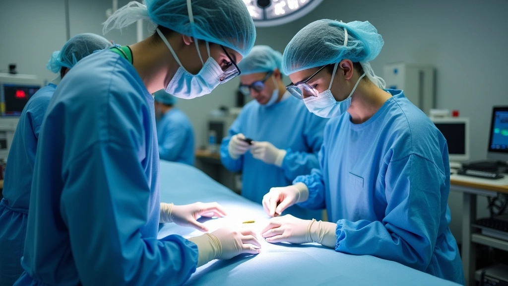 Professional forensic pathology technician working with advanced autopsy equipment and digital imaging systems in a modern medical examiner laboratory, wearing protective equipment and focused on detailed technical work