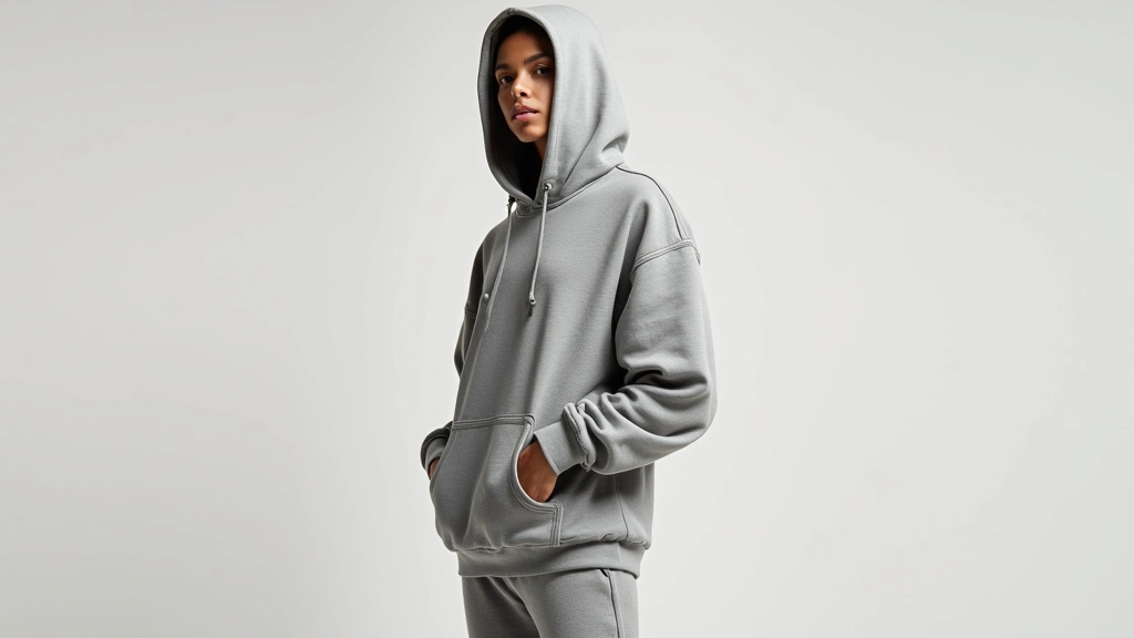 Model wearing oversized baggy Nike Tech Fleece hoodie in neutral gray tone, demonstrating generous silhouette and sleeve proportions, styled with fitted bottoms for proportion balance, neutral background