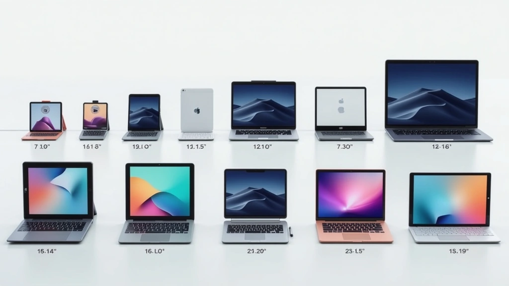 Multiple tablets arranged showing size variety from 7-inch to 13-inch screens, demonstrating different form factors and portability options for various users