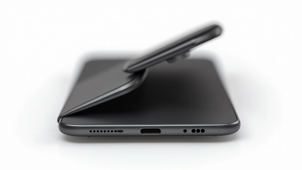 Sleek Galaxy Z Flip5 smartphone in midnight black, displayed both closed and partially unfolded, showing elegant hinge mechanism and matte finish texture, professional product photography with soft studio lighting, minimalist white background