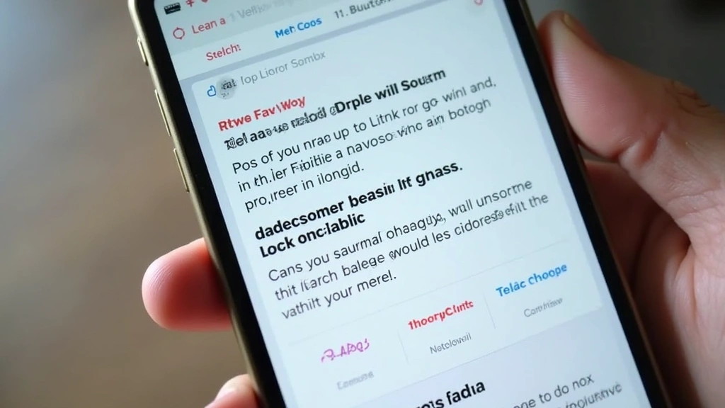 Close-up of smartphone screen showing mobile news feed application with clean card-based article layout, source credibility badges, and customizable topic filters