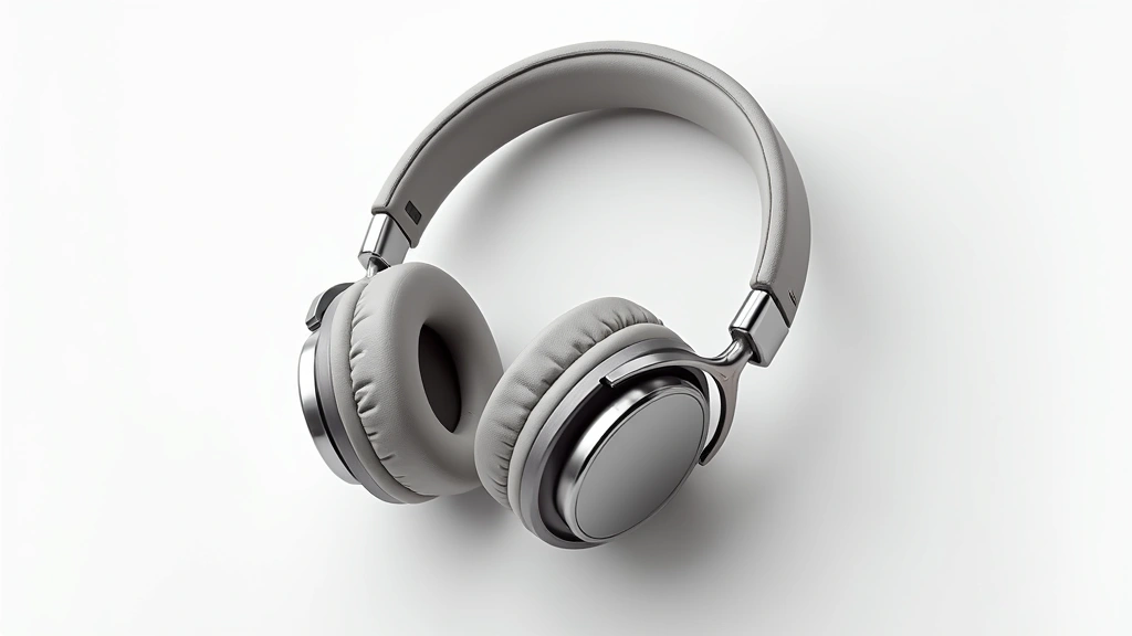 High-end wireless headphones with premium materials, metallic finishes, and comfortable ear cup design displayed on minimalist white background, photorealistic detail showing texture and build quality