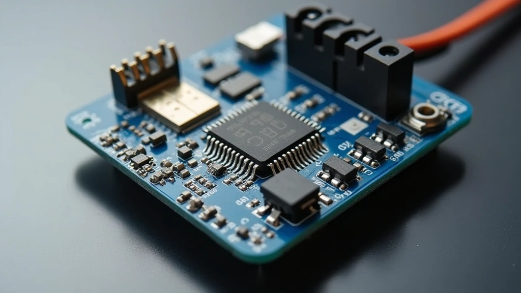 Close-up of Big Tree Tech SKR Mini E3 V2 control board showing servo connector and TMC2209 stepper driver chips in detail, professional lighting against neutral background