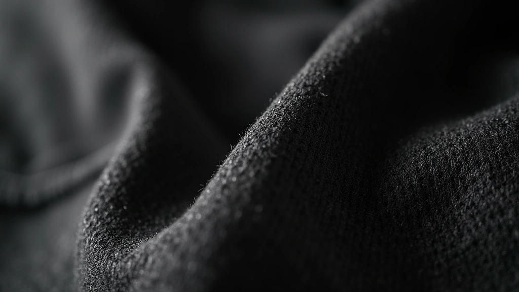 Close-up macro photography of Therma-FIT fabric texture and weave pattern on black Nike Tech Hoodie material, showing premium polyester construction details