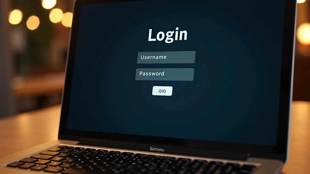 Student laptop showing Blackboard login interface with username and password fields, modern minimalist design, warm lighting, close-up of keyboard and screen