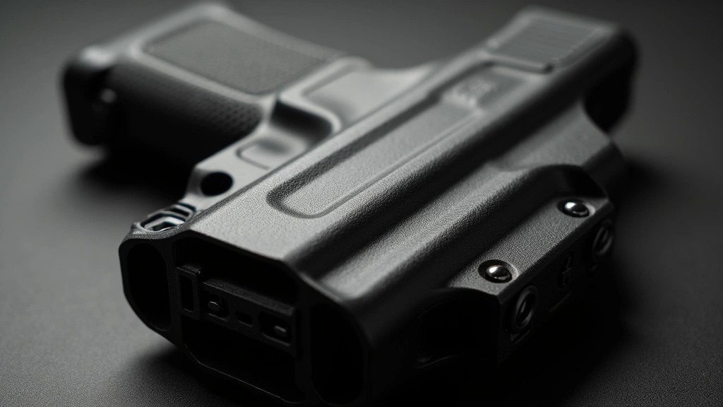 Close-up of precision-molded polymer holster material showing texture and durability, professional tactical gear photography, studio lighting, no text or logos visible
