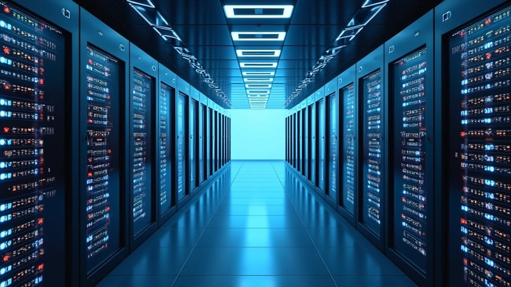 Modern data center server room with security barriers, firewall architecture visualization, privacy protection concept represented through layered technological barriers, photorealistic