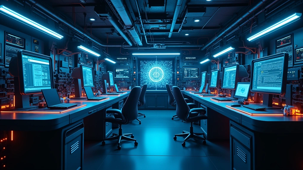 High-tech laboratory with glowing circuit boards and quantum computing equipment, photorealistic, professional tech environment, no text or logos visible
