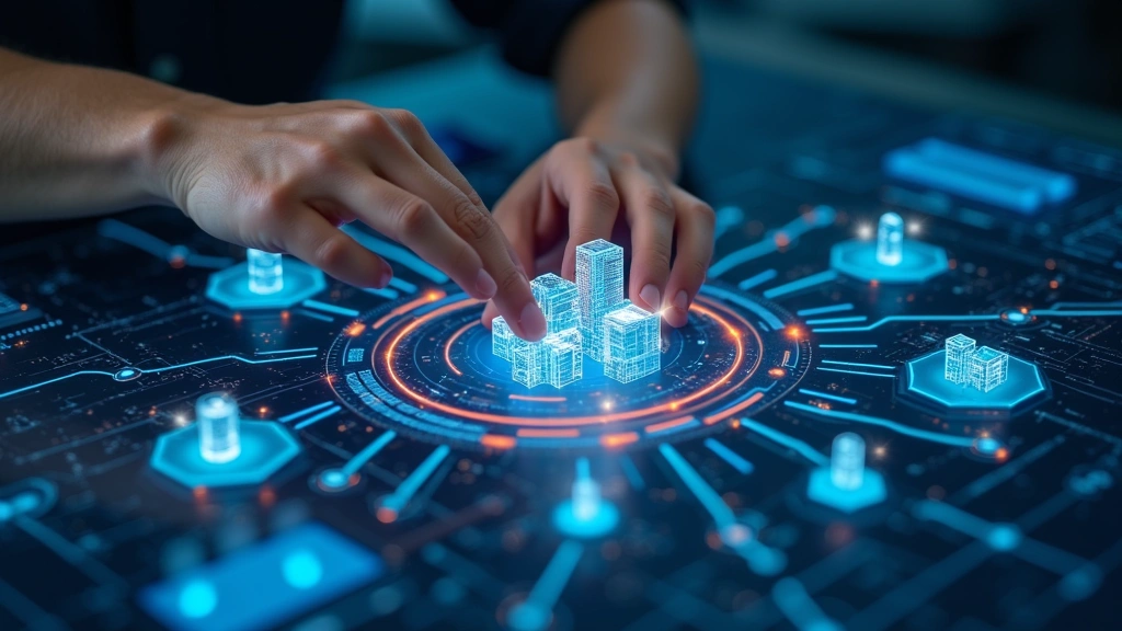 Engineer assembling containerized application architecture with Docker containers and Kubernetes orchestration, hands working with digital interface showing modular building blocks and cloud infrastructure