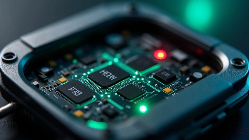 Close-up of advanced biometric sensors inside wearable device, optical heart rate sensors with green and red LEDs, ECG electrode contacts, detailed technical component photography