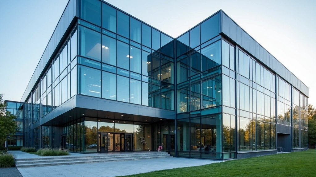 State-of-the-art university computer science building exterior with modern glass and steel architecture, representing institutional excellence and technological advancement in higher education