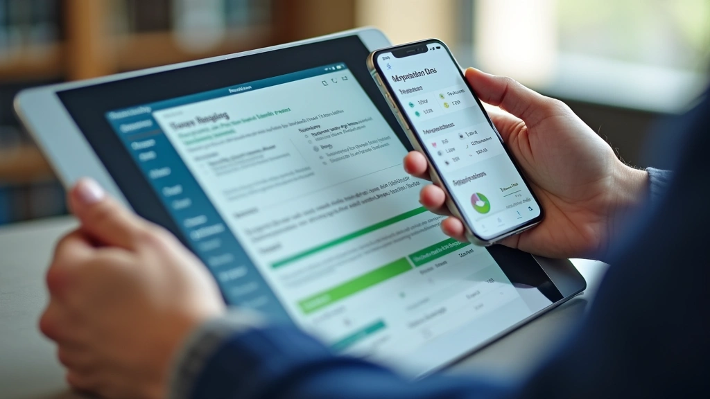 Close-up of tablet and smartphone displaying responsive educational platform interface with course materials, assignments, and student progress tracking visible on screens