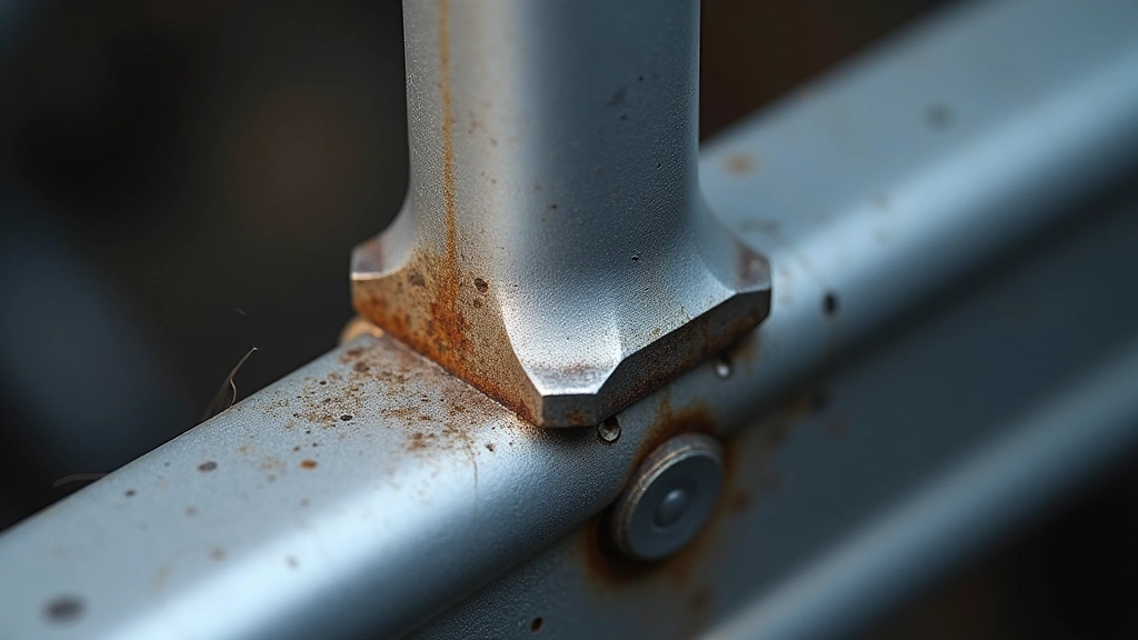 Close-up macro photography of aluminum frame welded joint with gusset reinforcement plate showing precision welding beads and metallic surface texture