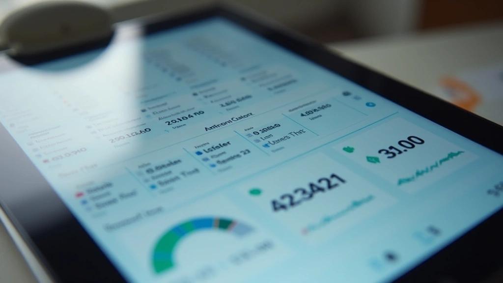 Close-up of tablet screen showing student academic records, grades, and degree progress tracker with organized digital information layout