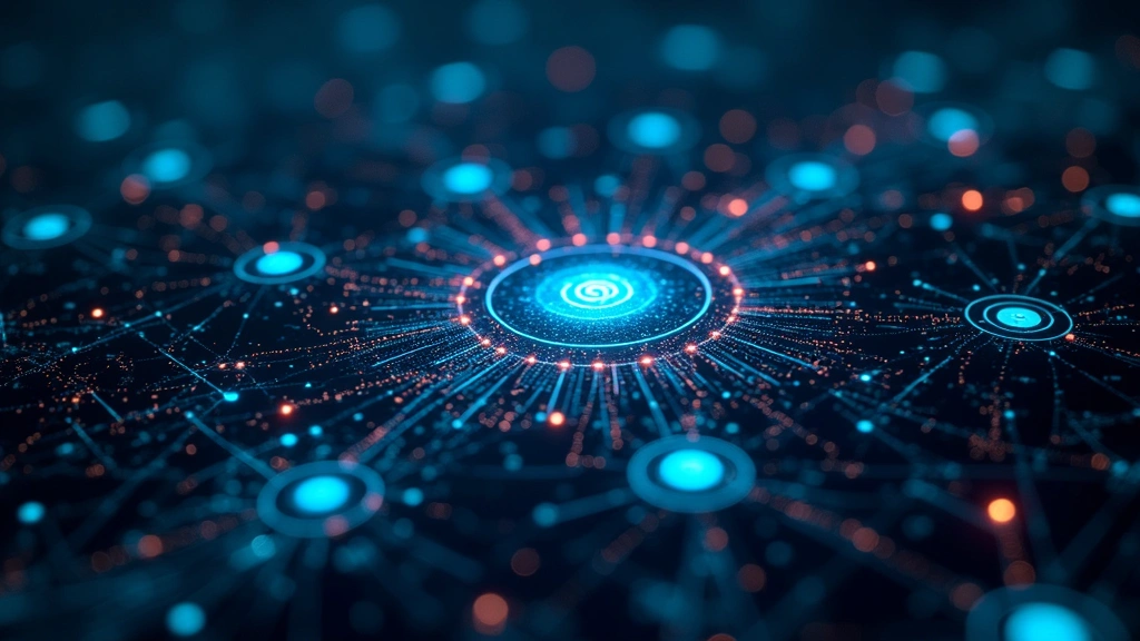 High-quality top-down view of an elaborate technological research interface with glowing nodes and connection lines, futuristic digital design, no text or logos visible, showing interconnected tech advancement paths