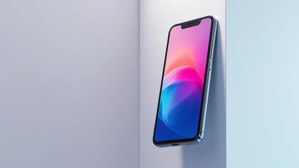 Modern smartphone displaying vibrant OLED screen, sleek metallic frame, premium build quality, professional product photography, neutral background, detailed camera module visible