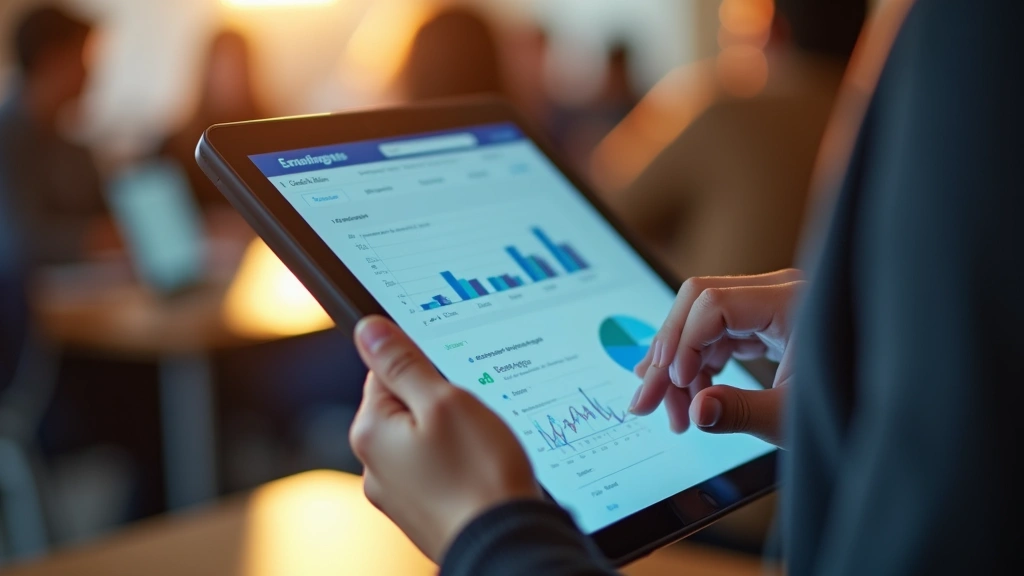 Close-up of student using tablet for learning, hands-on interaction with digital interface, warm indoor lighting, focus on device screen showing graphs and data visualizations, blurred academic environment background, no readable text on screen